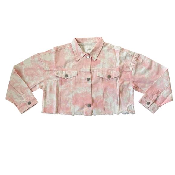 ELODIE Tie Dye Print Cropped Pink Jacket Size Medium NWT - Picture 1 of 9